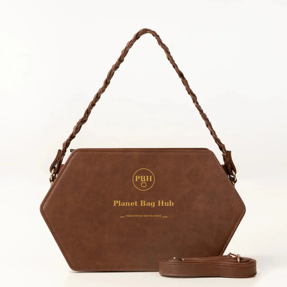 Planet Bag Hub Hexagon Braided Brown Bag